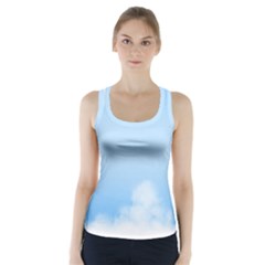 Sky Cloud Blue Texture Racer Back Sports Top by Nexatart