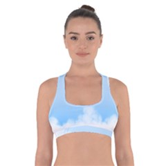 Sky Cloud Blue Texture Cross Back Sports Bra