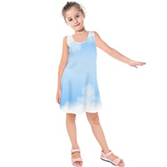 Sky Cloud Blue Texture Kids  Sleeveless Dress by Nexatart