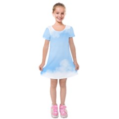 Sky Cloud Blue Texture Kids  Short Sleeve Velvet Dress by Nexatart