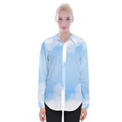 Sky Cloud Blue Texture Womens Long Sleeve Shirt