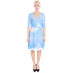 Sky Cloud Blue Texture Wrap Up Cocktail Dress