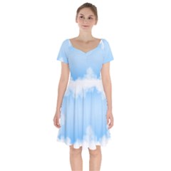 Sky Cloud Blue Texture Short Sleeve Bardot Dress by Nexatart