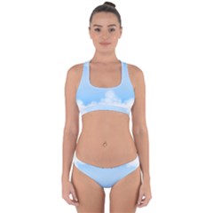 Sky Cloud Blue Texture Cross Back Hipster Bikini Set