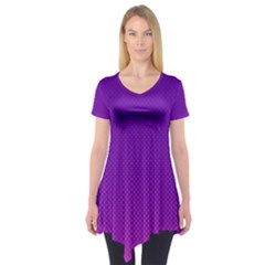 Halftone Background Pattern Purple Short Sleeve Tunic  by Nexatart