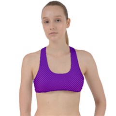 Halftone Background Pattern Purple Criss Cross Racerback Sports Bra