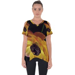 Ranunculus Yellow Orange Blossom Cut Out Side Drop Tee