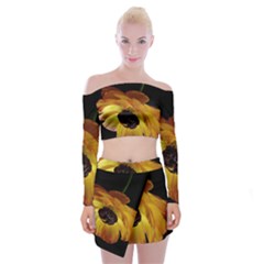 Ranunculus Yellow Orange Blossom Off Shoulder Top With Skirt Set by Nexatart