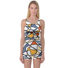 Abstract Background Abstract One Piece Boyleg Swimsuit by Nexatart