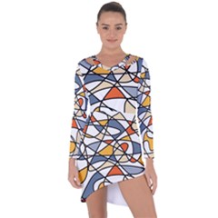 Abstract Background Abstract Asymmetric Cut-out Shift Dress