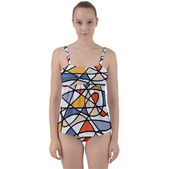 Abstract Background Abstract Twist Front Tankini Set