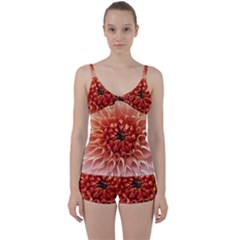 Dahlia Flower Joy Nature Luck Tie Front Two Piece Tankini by Nexatart