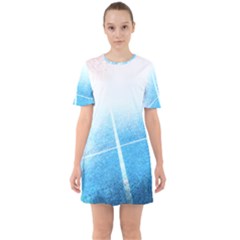 Court Sport Blue Red White Sixties Short Sleeve Mini Dress