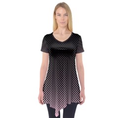 Halftone Background Pattern Black Short Sleeve Tunic  by Nexatart