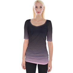 Halftone Background Pattern Black Wide Neckline Tee