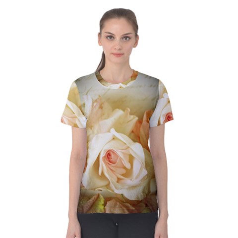 Roses Vintage Playful Romantic Women s Cotton Tee by Nexatart