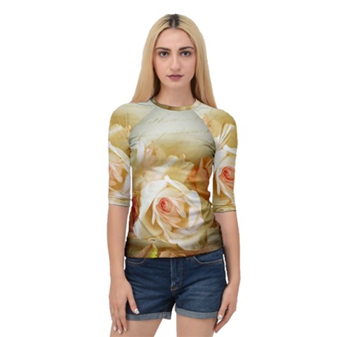 Roses Vintage Playful Romantic Quarter Sleeve Raglan Tee by Nexatart