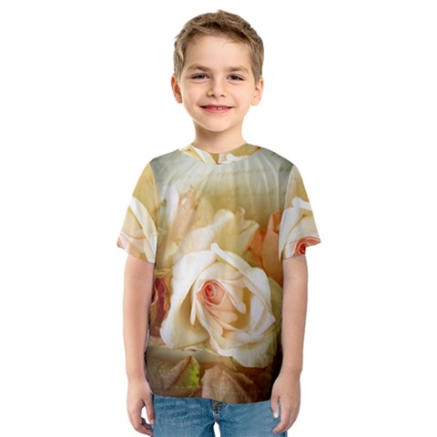 Roses Vintage Playful Romantic Kids  Sport Mesh Tee by Nexatart