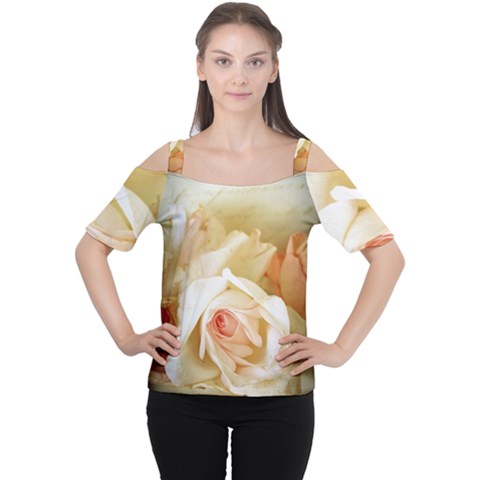 Roses Vintage Playful Romantic Cutout Shoulder Tee by Nexatart