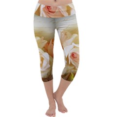 Roses Vintage Playful Romantic Capri Yoga Leggings by Nexatart