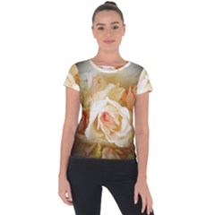 Roses Vintage Playful Romantic Short Sleeve Sports Top  by Nexatart