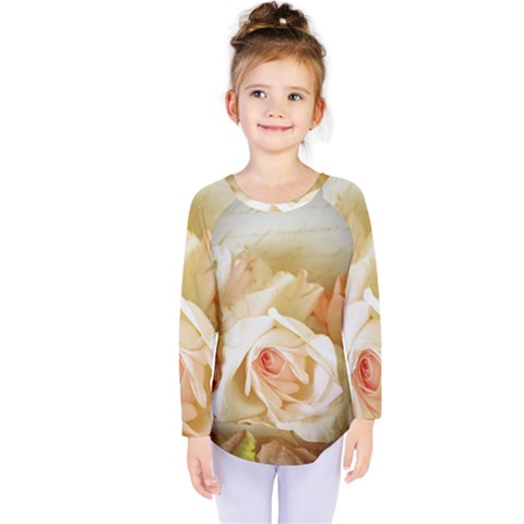 Roses Vintage Playful Romantic Kids  Long Sleeve Tee by Nexatart