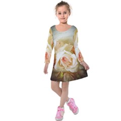 Roses Vintage Playful Romantic Kids  Long Sleeve Velvet Dress by Nexatart