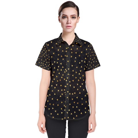 Grunge Pattern Black Triangles Women s Short Sleeve Shirt by Nexatart