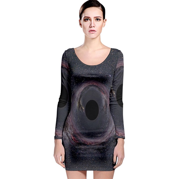 Black Hole Blue Space Galaxy Star Long Sleeve Bodycon Dress