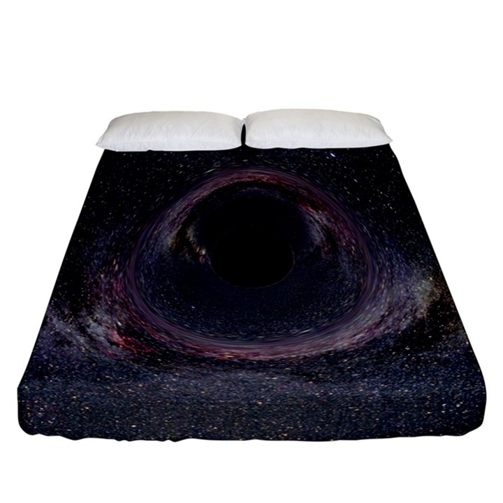 Black Hole Blue Space Galaxy Star Fitted Sheet (California King Size)