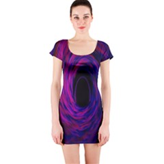 Black Hole Rainbow Blue Purple Short Sleeve Bodycon Dress