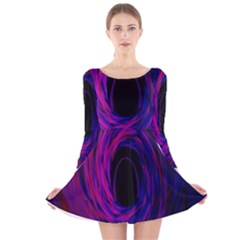 Black Hole Rainbow Blue Purple Long Sleeve Velvet Skater Dress by Mariart