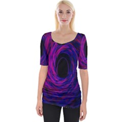 Black Hole Rainbow Blue Purple Wide Neckline Tee