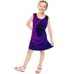 Black Hole Rainbow Blue Purple Kids  Tunic Dress by Mariart