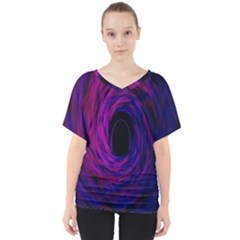 Black Hole Rainbow Blue Purple V-neck Dolman Drape Top by Mariart