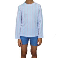 Bleu Pink Line Vertical Kids  Long Sleeve Swimwear