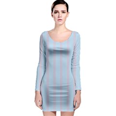 Bleu Pink Line Vertical Long Sleeve Bodycon Dress