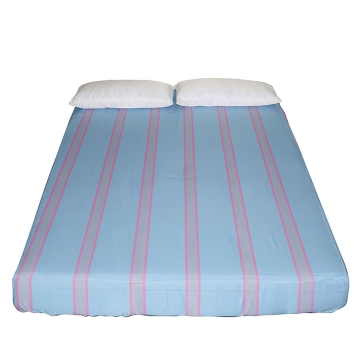 Bleu Pink Line Vertical Fitted Sheet (California King Size)