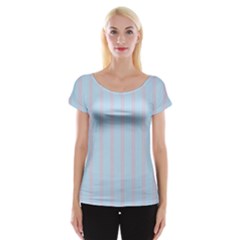 Bleu Pink Line Vertical Cap Sleeve Tops