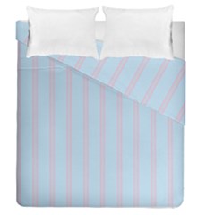 Bleu Pink Line Vertical Duvet Cover Double Side (queen Size) by Mariart