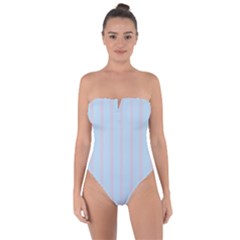 Bleu Pink Line Vertical Tie Back One Piece Swimsuit