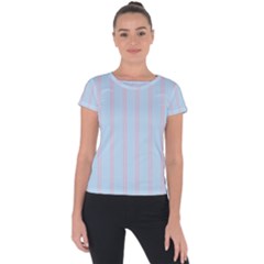 Bleu Pink Line Vertical Short Sleeve Sports Top 