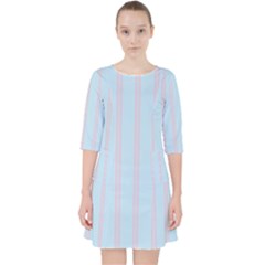 Bleu Pink Line Vertical Pocket Dress