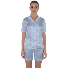 Bleu Pink Line Vertical Satin Short Sleeve Pyjamas Set