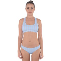 Bleu Pink Line Vertical Cross Back Hipster Bikini Set by Mariart