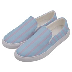 Bleu Pink Line Vertical Men s Canvas Slip Ons by Mariart