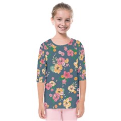 Aloha Hawaii Flower Floral Sexy Kids  Quarter Sleeve Raglan Tee