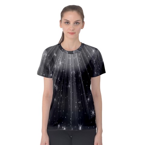 Black Rays Light Stars Space Women s Sport Mesh Tee by Mariart