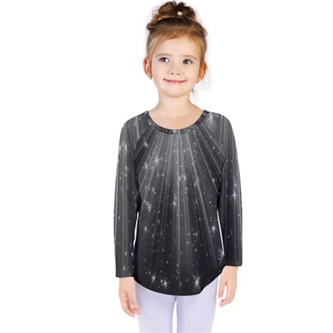 Black Rays Light Stars Space Kids  Long Sleeve Tee by Mariart