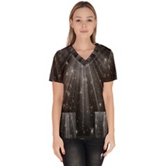 Black Rays Light Stars Space Scrub Top